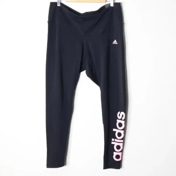 Adidas High Rise Tights Black Pink Tight Fit Size 3X Sporty Athleisure Gym - Picture 2 of 8